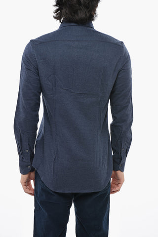 Camicia in Cotone e Cashmere con Collo Francese