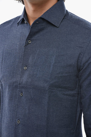 Cotton-Cashmere Shirt with French Collar