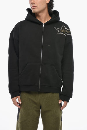 Baumwoll-Hoodie mit Nieten und Kapuze