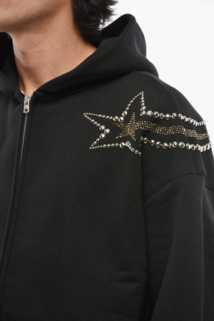 Baumwoll-Hoodie mit Nieten und Kapuze