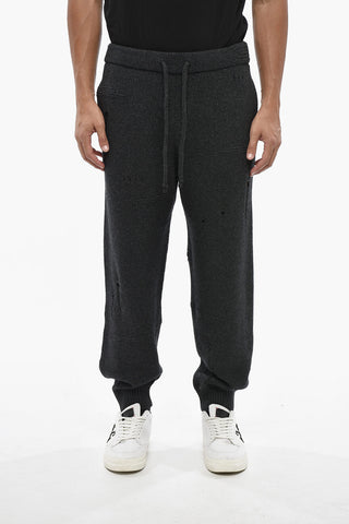 Distressed Wool-Blend Joggers