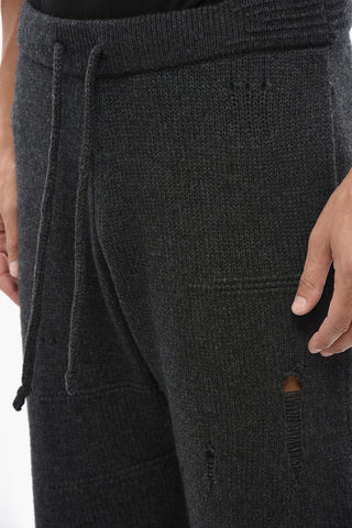 Distressed Wool-Blend Joggers
