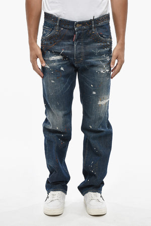 Jeans 642 in Denim Stretch Effetto Vintage con Borchie 21cm
