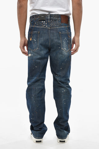 Jeans 642 in Denim Stretch Effetto Vintage con Borchie 21cm