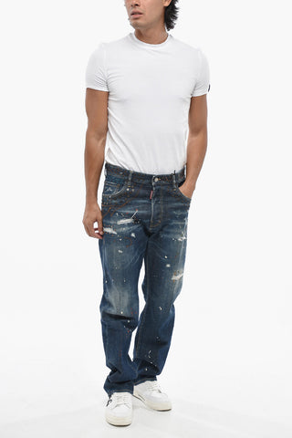 Jeans 642 in Denim Stretch Effetto Vintage con Borchie 21cm