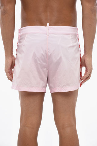 Stretch Nylon Boxer Swim Shorts with Contrast Side Bands