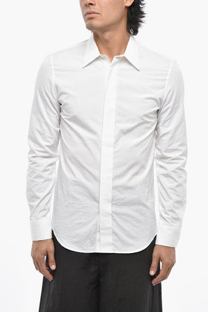 Cotton Poplin Shirt with Hidden Button Placket