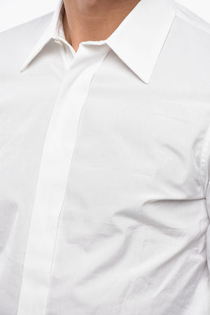 Cotton Poplin Shirt with Hidden Button Placket