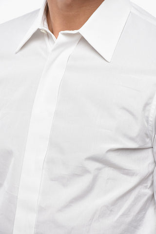 Cotton Poplin Shirt with Hidden Button Placket