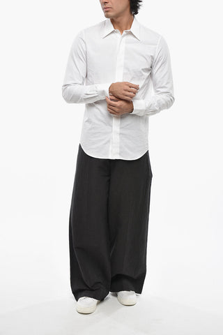 Cotton Poplin Shirt with Hidden Button Placket