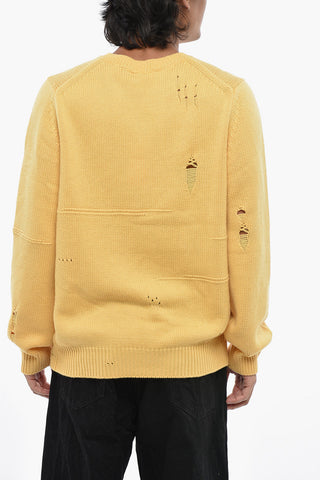 Rundhals-Pullover im Distressed-Look aus Wollmischung