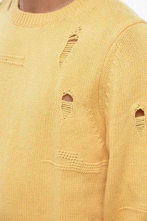 Rundhals-Pullover im Distressed-Look aus Wollmischung