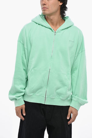 Felpa In Cotone con Cappuccio e Chiusra Zip