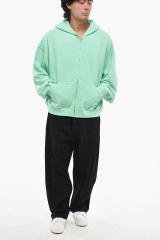 Felpa In Cotone con Cappuccio e Chiusra Zip