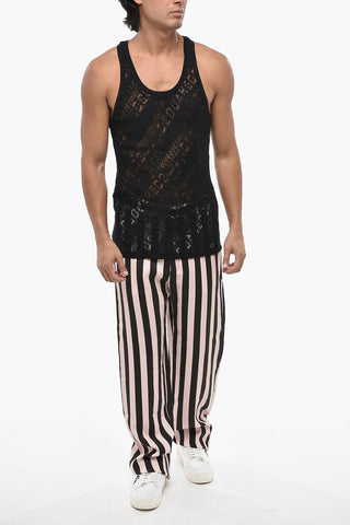 Tanktop aus perforierter Baumwolle mit Ton-in-Ton-Logo