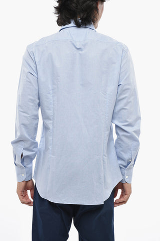 Solid Cotton-Linen Shirt With French Collar