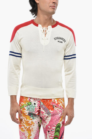 Lightweight Wool Sweater with Front Ties