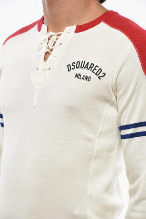 Lightweight Wool Sweater with Front Ties