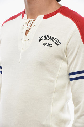 Lightweight Wool Sweater with Front Ties