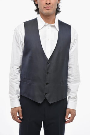 Silk-Twill Gilet with Welt Pockets