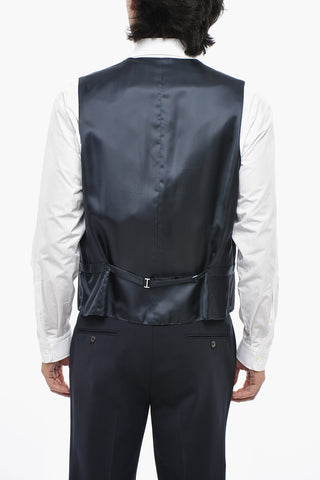 Seiden-Twill Gilet mit Paspeltaschen