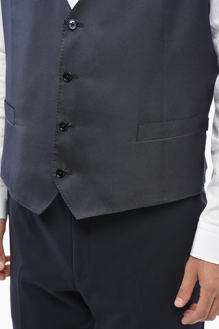 Seiden-Twill Gilet mit Paspeltaschen