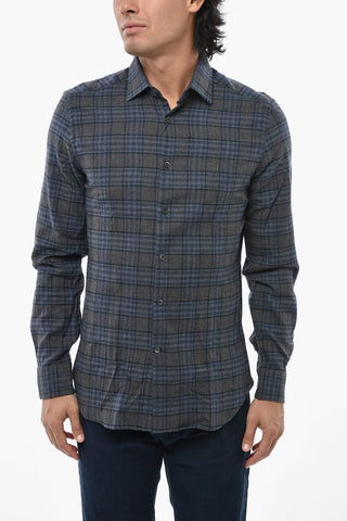 Slim Fit Cotton Flannel Plaid Shirt