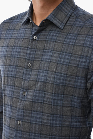 Slim Fit Cotton Flannel Plaid Shirt