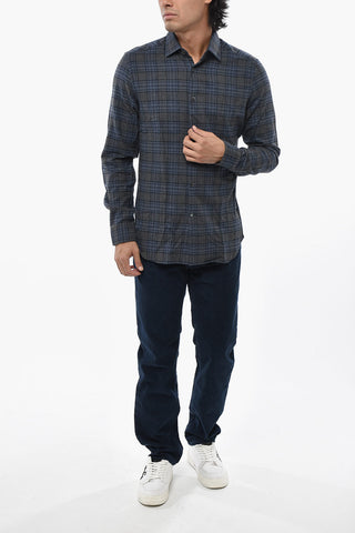 Slim Fit Cotton Flannel Plaid Shirt