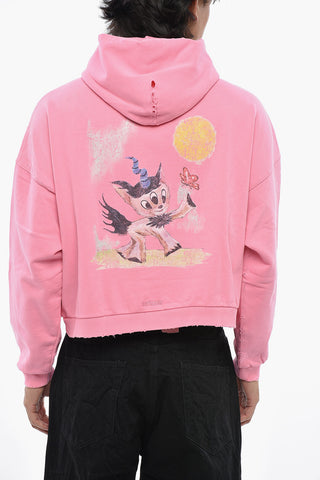 Cropped Distressed Hoodie