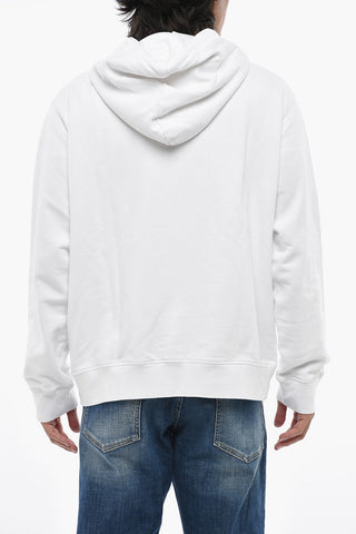 Hoodie aus angerauter Baumwolle mit Kontrastlogo