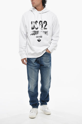 Hoodie aus angerauter Baumwolle mit Kontrastlogo