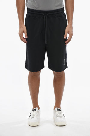 Shorts in Cotone Garzato con Monogram a Contrasto