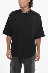 Cotton Crew Neck T-Shirt with Logo Print on Back