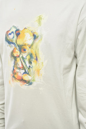 Cotton Crewneck T-Shirt with Front Print