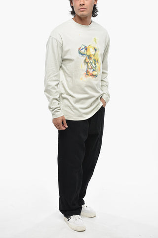Cotton Crewneck T-Shirt with Front Print