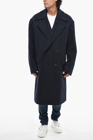 Double-Breasted Wool Coat RACOS with Contrast Buttons