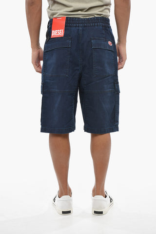Jogg Jeans Cargo D-KROOLEY in Denim Stretch con Elastico in Vita e Cintura Industrial