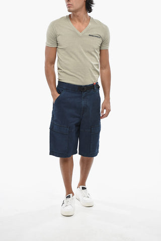 Jogg Jeans Cargo D-KROOLEY in Denim Stretch con Elastico in Vita e Cintura Industrial