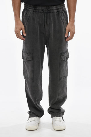 Fleece Cargo Pants with Delavé Effect