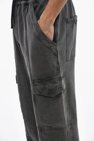 Fleece Cargo Pants with Delavé Effect