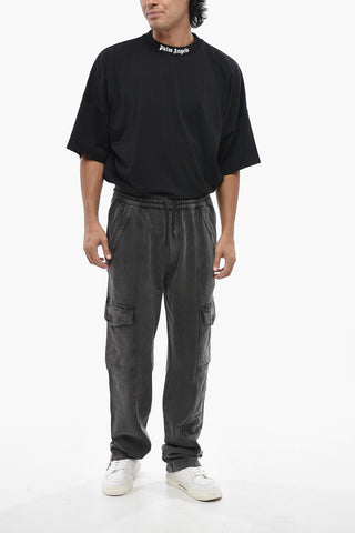 Fleece Cargo Pants with Delavé Effect