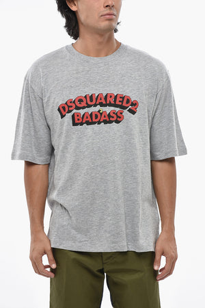 Cotton Crewneck T-Shirt With Front Print