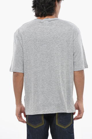 Cotton Crewneck T-Shirt With Front Print