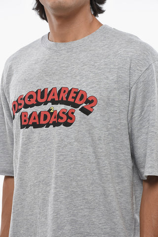 Cotton Crewneck T-Shirt With Front Print