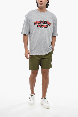 Cotton Crewneck T-Shirt With Front Print