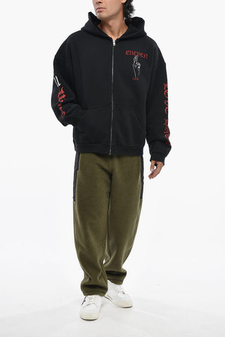 Baumwoll-Sweatshirt mit seitlichem Print und seitlichem Reißverschluss