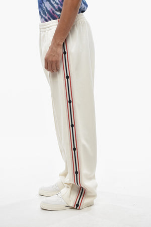 STAR Pantaloni Wide Leg con Bande Laterali a Bottoni e a Contrasto