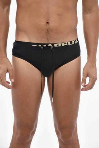 Solid-Color Swim Briefs with Logo