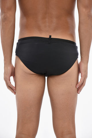 Solid-Color Swim Briefs with Logo